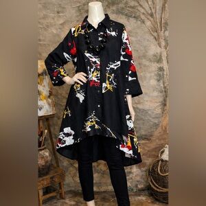 Dilemma Dhun Shroff Art to Wear Pollock Painted Cotton Swing Dress OS